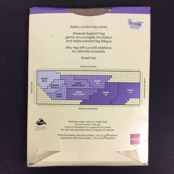 JCPenney East 5th Sheer Pantyhose Queen Short Gray Control Top Sandalfoot - Picture 2 of 3